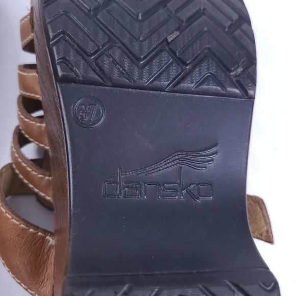 Dansko Brown Strappy Leather Adjustable Slip On Open Toe Platform Clog Sandal 37 - Picture 9 of 11